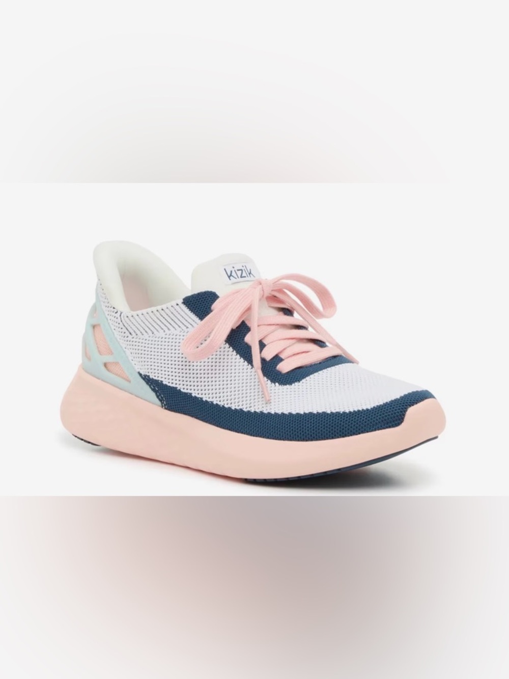Kizik Athens Women Hands Free Slip On Sneakers White Navy Peach Size 7.5